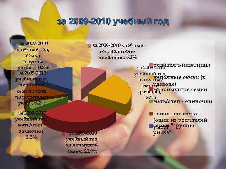 за 2009 -2010 учебный год, семьи "группы риска", 10. 8% за 2009 -2010 учебный