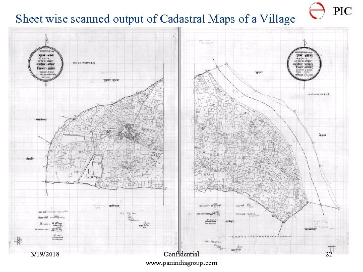 PIC Sheet wise scanned output of Cadastral Maps of a Village 3/19/2018 Confidential www.