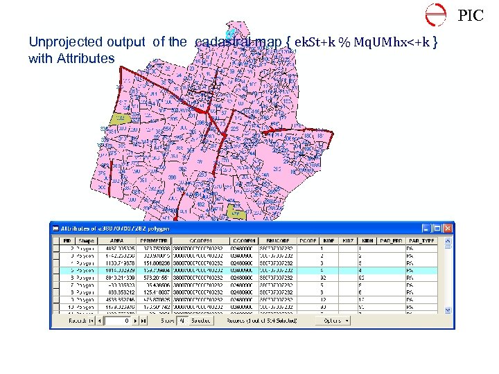 PIC Unprojected output of the cadastral map { ek. St+k % Mq. UMhx<+k }