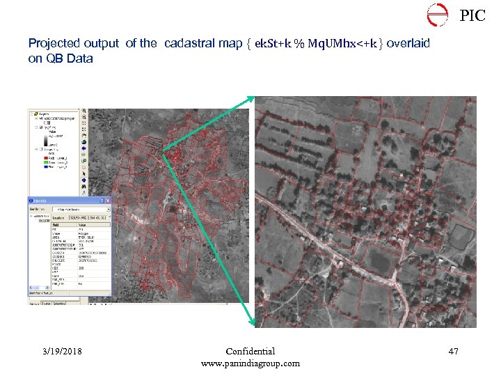 PIC Projected output of the cadastral map { ek. St+k % Mq. UMhx<+k }
