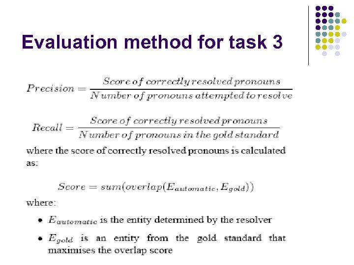 Evaluation method for task 3 