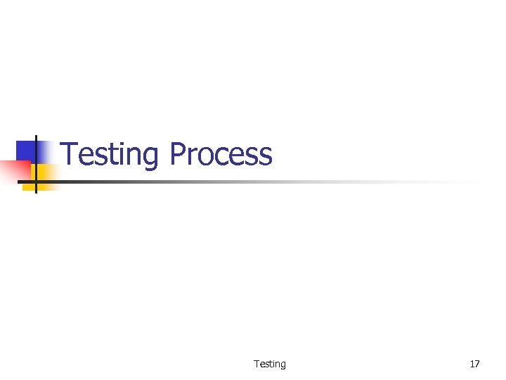 Testing Process Testing 17 