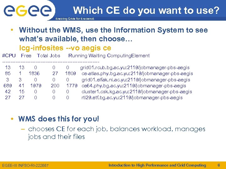 Which CE do you want to use? Enabling Grids for E-scienc. E • Without