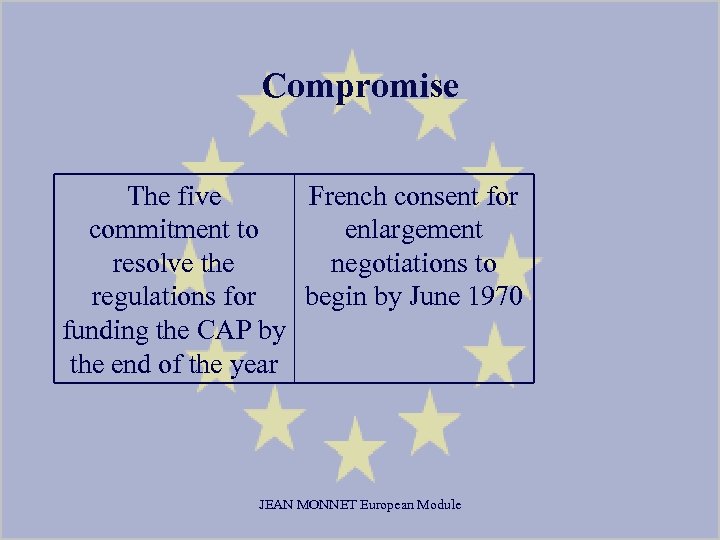 Compromise The five French consent for commitment to enlargement resolve the negotiations to regulations