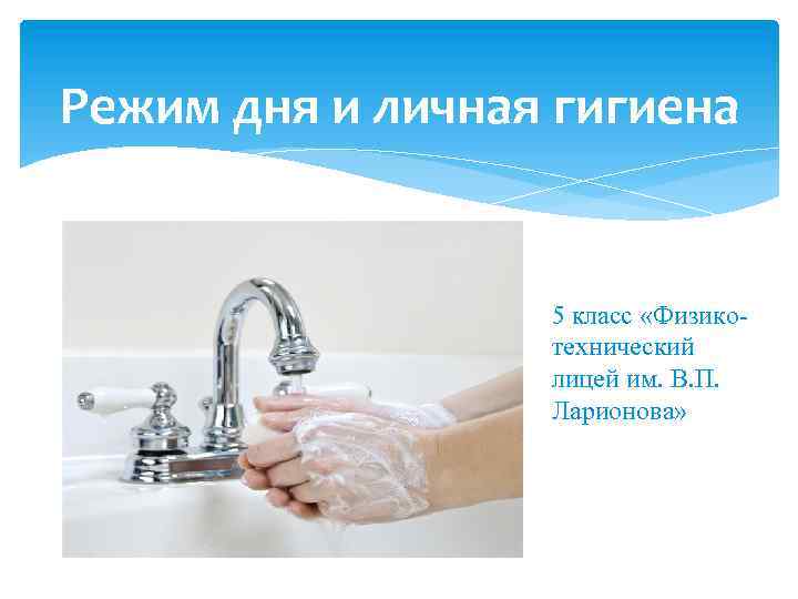 Режим дня и личная гигиена 5 класс «Физикотехнический лицей им. В. П. Ларионова» 