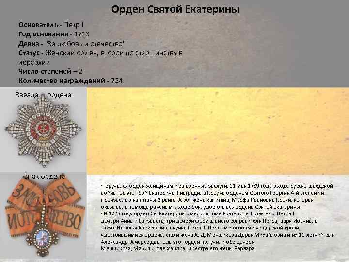 Орден Святой Екатерины 1713 года. Орден Святой Екатерины Российской империи девиз. Орден Екатерины 1 от Петра 1. Девизы империй