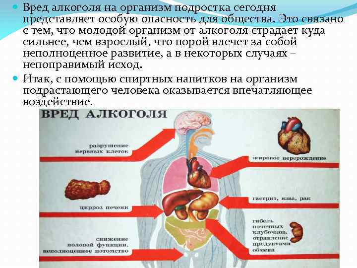 Вред алкоголя на организм подростка сегодня представляет особую опасность для общества. Это связано