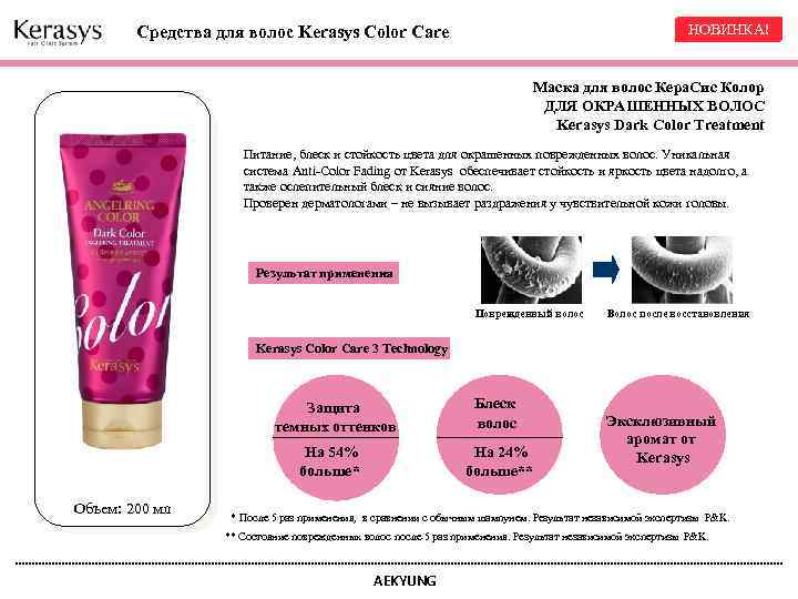 НОВИНКА! Средства для волос Kerasys Color Care Маска для волос Кера. Cис Колор ДЛЯ