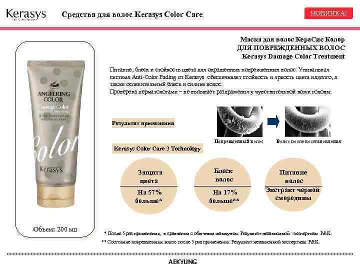 НОВИНКА! Средства для волос Kerasys Color Care Маска для волос Кера. Cис Колор ДЛЯ