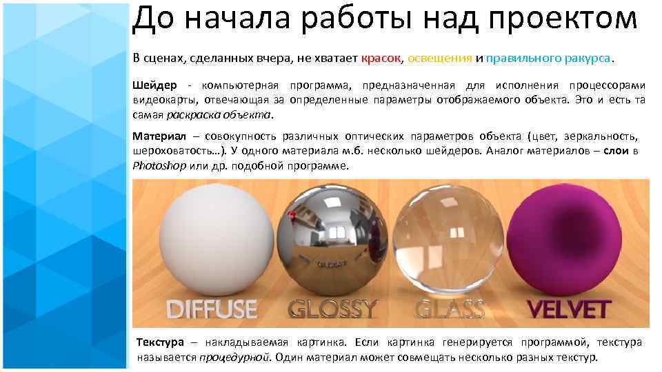 До начала работы над проектом В сценах, сделанных вчера, не хватает красок, освещения и