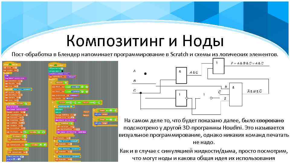 Композитинг и Ноды Пост-обработка в Блендер напоминает программирование в Scratch и схемы из логических
