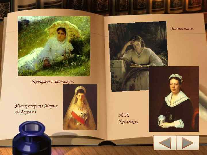За чтением Женщина с зонтиком Императрица Мария Федоровна И. Н. Крамская 