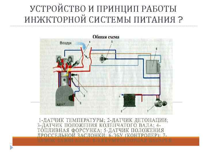 УСТРОЙСТВО И ПРИНЦИП РАБОТЫ ИНЖКТОРНОЙ СИСТЕМЫ ПИТАНИЯ ? 