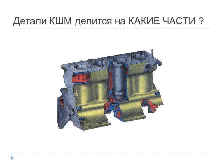 Детали КШМ делится на КАКИЕ ЧАСТИ ? 