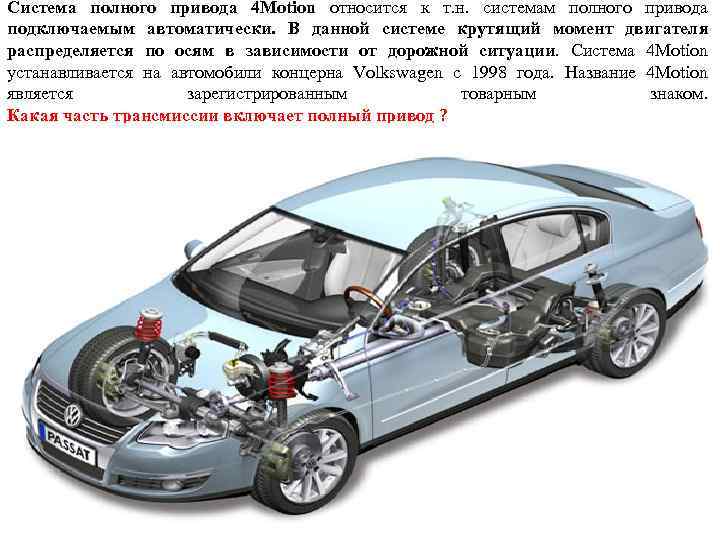 Система полного привода 4 Motion относится к т. н. системам полного привода подключаемым автоматически.