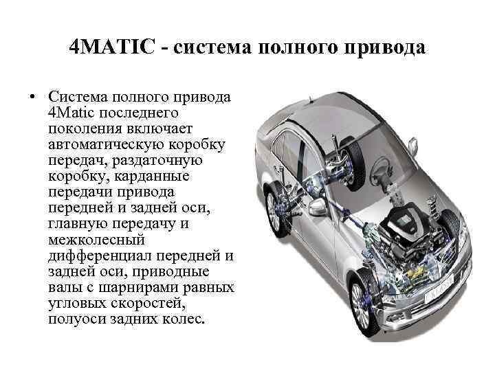 4 MATIC - система полного привода • Система полного привода 4 Matic последнего поколения