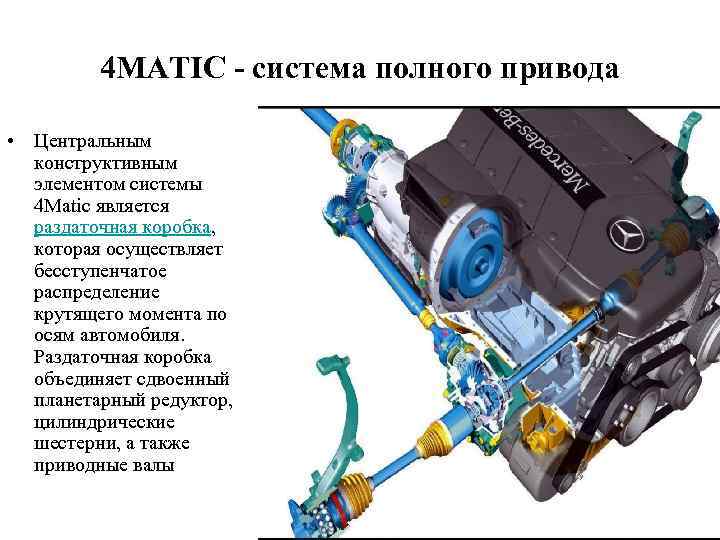 4 MATIC - система полного привода • Центральным конструктивным элементом системы 4 Matic является