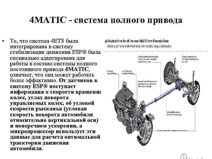 4 MATIC - система полного привода • То, что система 4 ETS была интегрирована