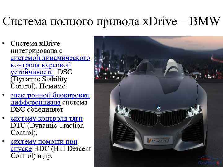 Cистема полного привода x. Drive – BMW • Система x. Drive интегрирована с системой