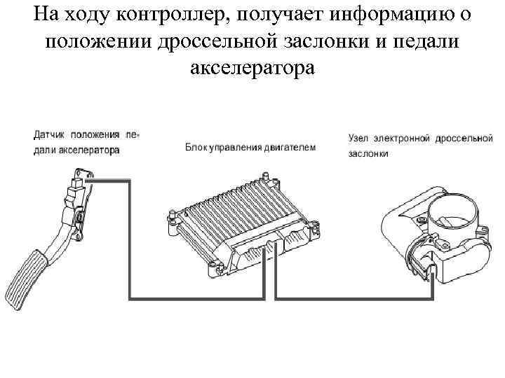 На ходу контроллер, получает информацию о положении дроссельной заслонки и педали акселератора 