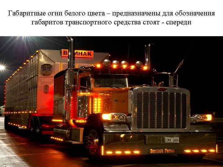 Габаритные огни белого цвета – предназначены для обозначения габаритов транспортного средства стоят - спереди