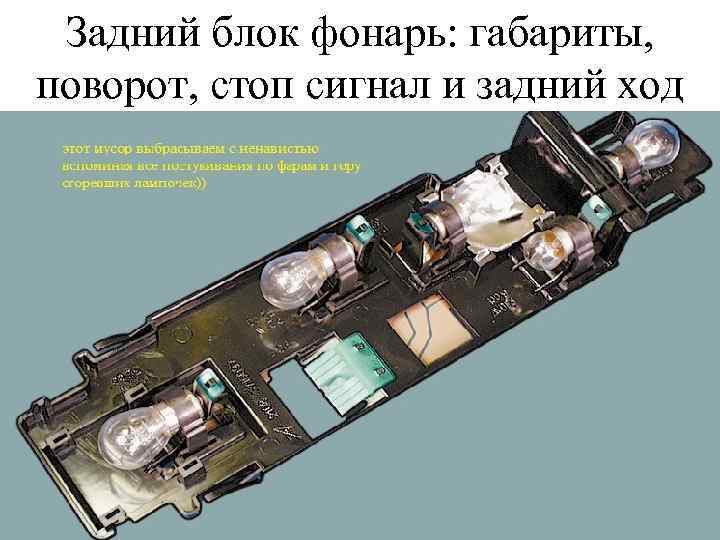 Задний блок фонарь: габариты, поворот, стоп сигнал и задний ход 