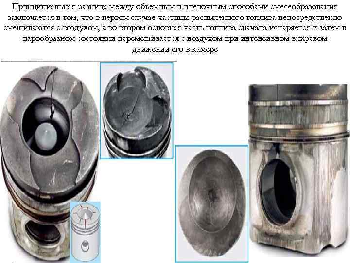 Принципиальная разница между объемным и пленочным способами смесеобразования заключается в том, что в первом