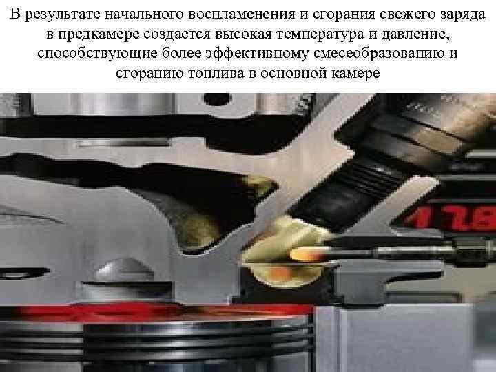 В результате начального воспламенения и сгорания свежего заряда в предкамере создается высокая температура и