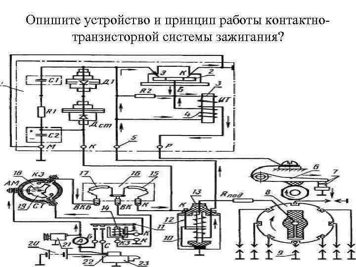 Опишите устройство и принцип работы контактнотранзисторной системы зажигания? 