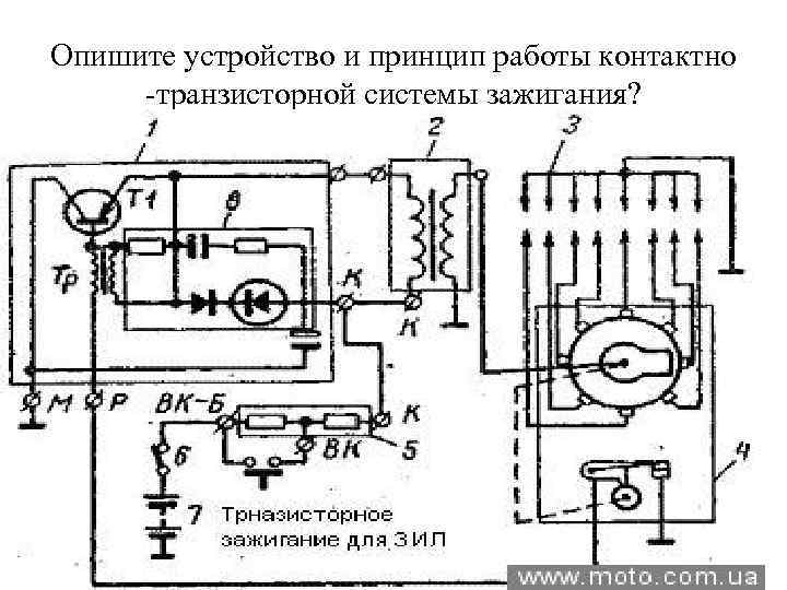 Опишите устройство и принцип работы контактно -транзисторной системы зажигания? 