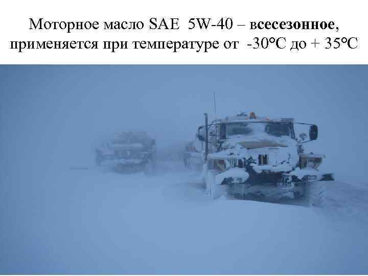 Моторное масло SAE 5 W-40 – всесезонное, применяется при температуре от -30°С до +