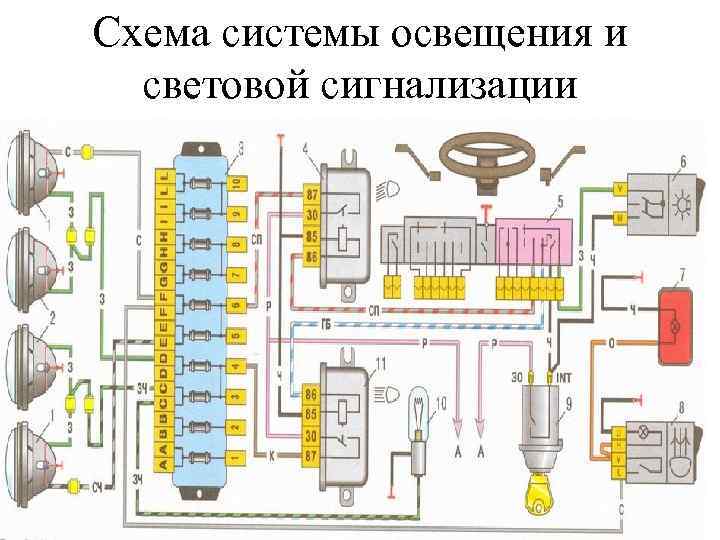 Схема системы освещения и световой сигнализации 