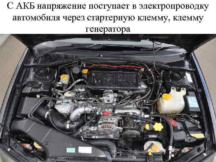 С АКБ напряжение поступает в электропроводку автомобиля через стартерную клемму, клемму генератора 