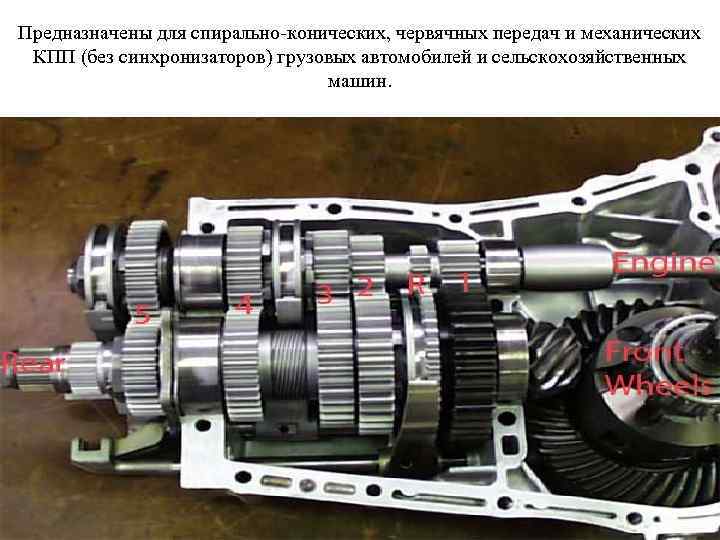 Предназначены для спирально-конических, червячных передач и механических КПП (без синхронизаторов) грузовых автомобилей и сельскохозяйственных