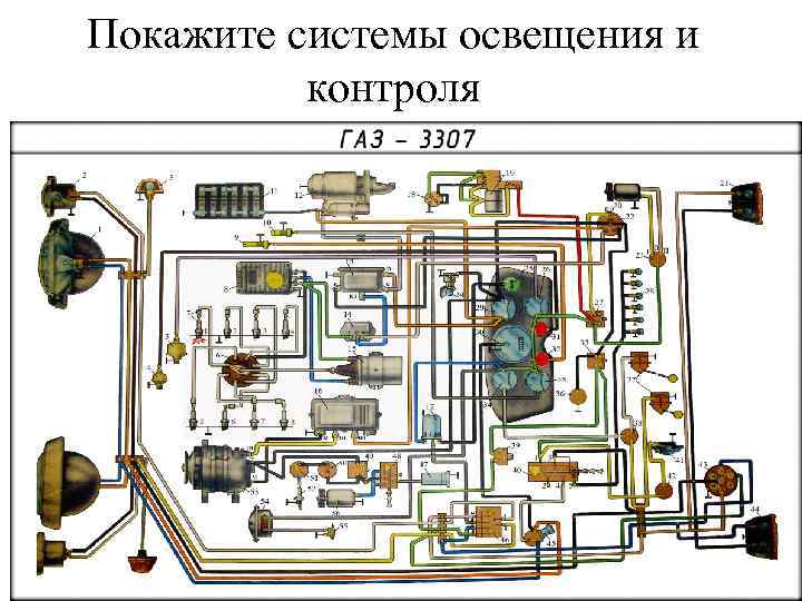 Покажите системы освещения и контроля 