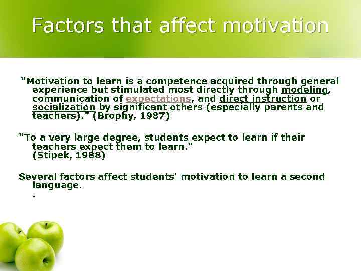 Factors that affect motivation 