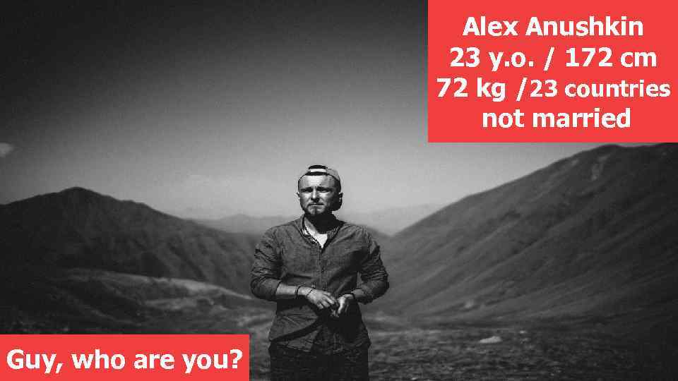Alex Anushkin 23 y. o. / 172 cm 72 kg /23 countries not married