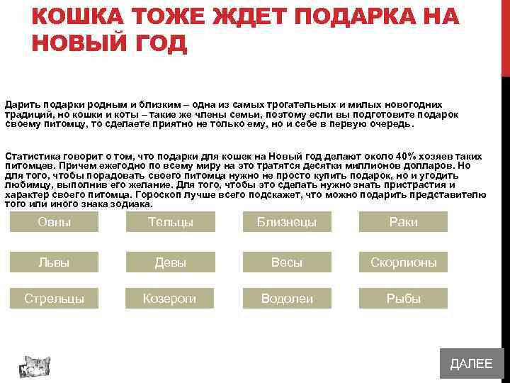 КОШКА ТОЖЕ ЖДЕТ ПОДАРКА НА НОВЫЙ ГОД Дарить подарки родным и близким – одна