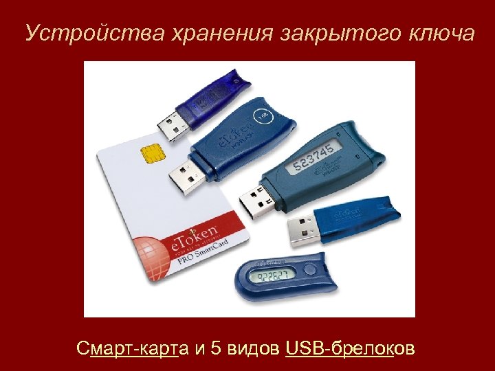 Устройства хранения закрытого ключа Смарт-карта и 5 видов USB-брелоков 