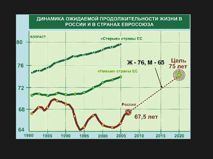 Ж - 76, М - 65 