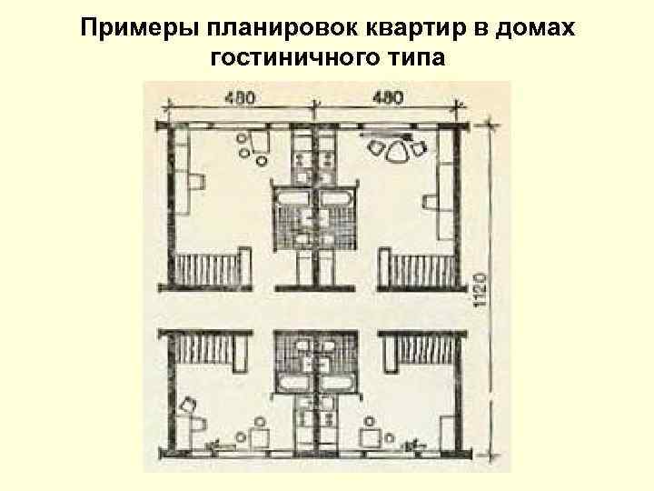 Примеры планировок квартир в домах гостиничного типа 