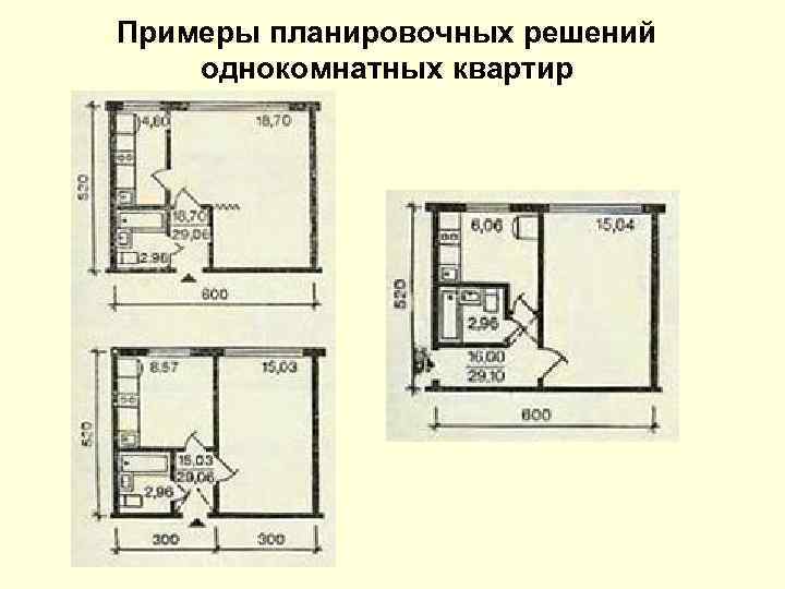 Примеры планировочных решений однокомнатных квартир 