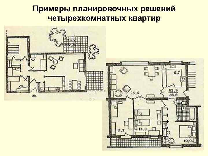 Примеры планировочных решений четырехкомнатных квартир 