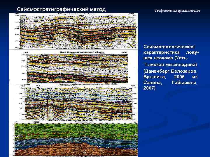 Сейсмостратиграфический метод Геофизическая группа методов Сейсмогеологическая характеристика ловушек неокома (Усть. Тымская мегавпадина) (Даненберг, Белозеров,