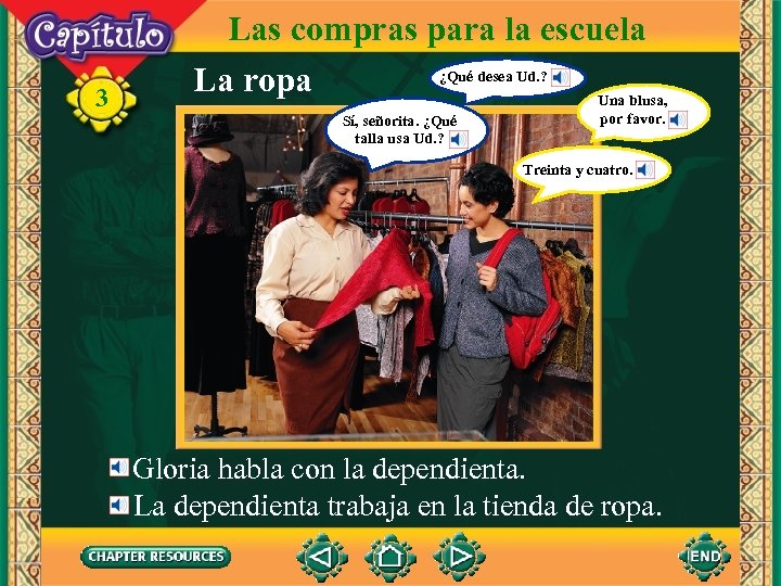 3 Las compras para la escuela ¿Qué desea Ud. ? La ropa Una blusa,