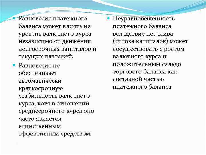  Равновесие платежного баланса может влиять на уровень валютного курса независимо от движения долгосрочных