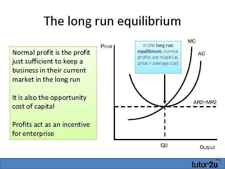 The long run equilibrium Normal profit is the profit just sufficient to keep a