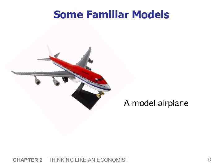 Some Familiar Models A model airplane CHAPTER 2 THINKING LIKE AN ECONOMIST 6 