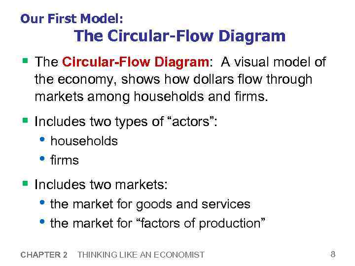 Our First Model: The Circular-Flow Diagram § The Circular-Flow Diagram: A visual model of