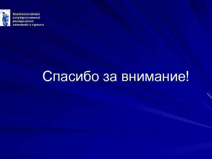 Владивостокский государственный университет экономики и сервиса Спасибо за внимание! 